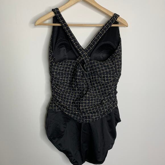 Miraclesuit Printed One Piece Swimsuit Black Womens Size 14 - Picture 7 of 10